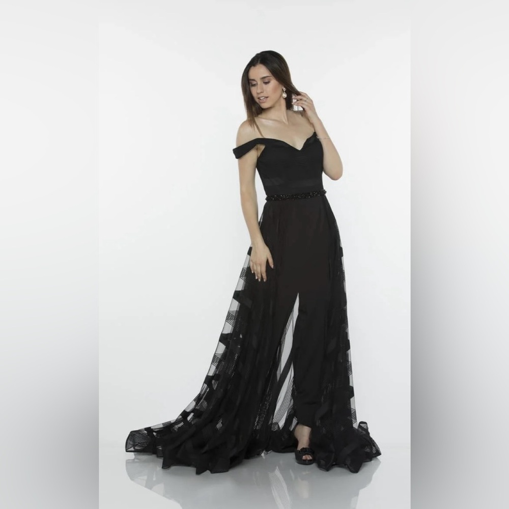 NWT - black jumpsuit with overskirt